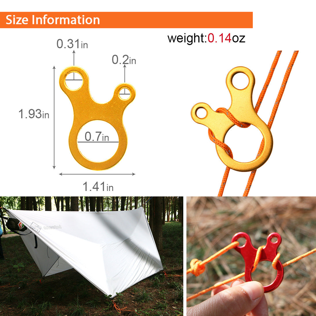 Onewind Outdoors 3 Holes Guyline Tensioner-Red-10pcs