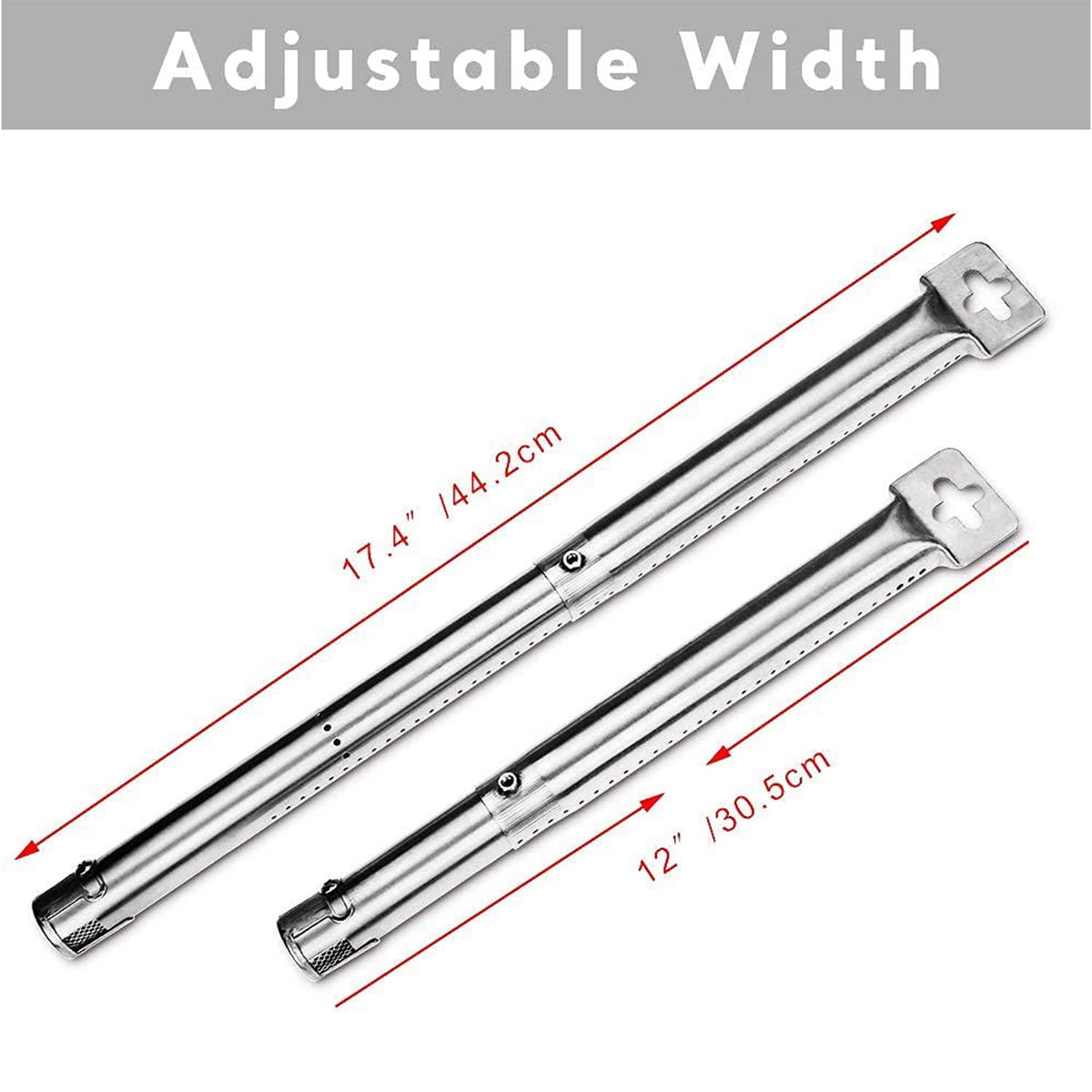 Denmay Universal Stainless Steel Adjustable Grill Burners & Crossover Tubes, Heat Plates Flame Distributor Replacement Parts for Landanm Campingaz