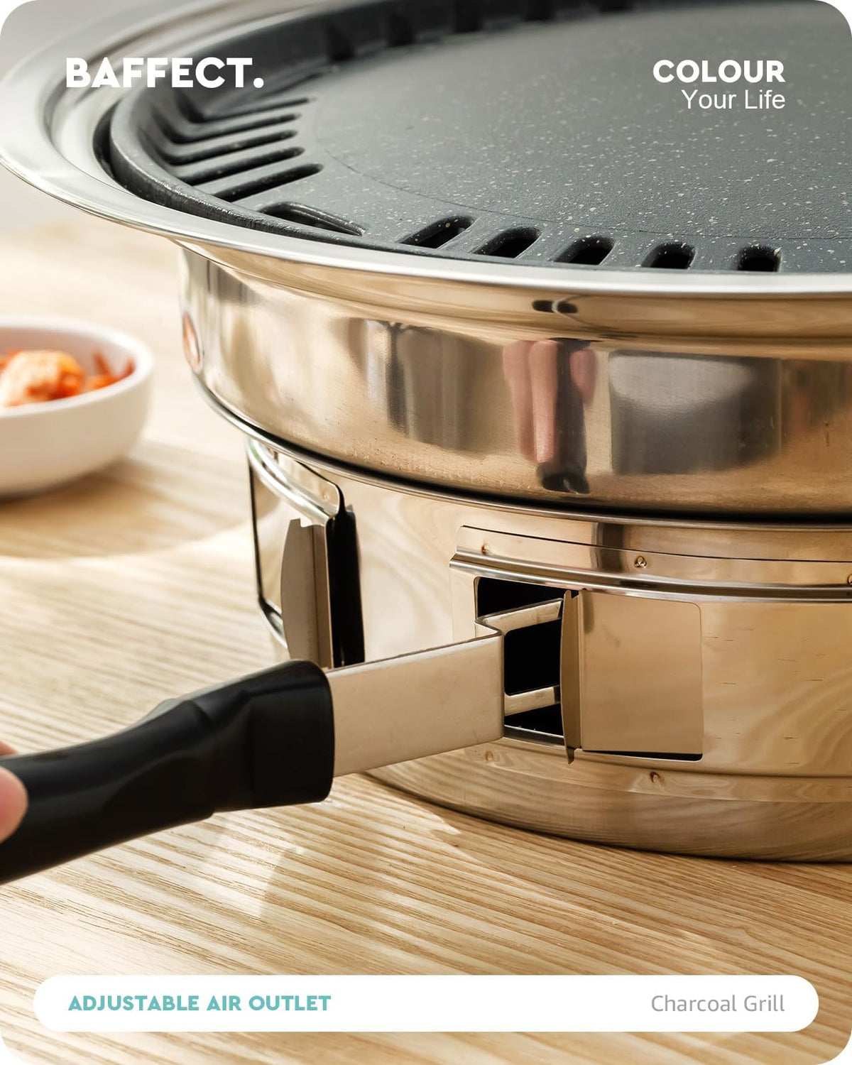Charcoal Grill Korean Barbecue Grill Portable Stainless Steel Non-stick Charcoal Stove for Outdoor Camping BBQ Grill 13.7 inches Small Grill Outdoor