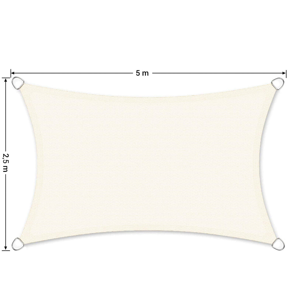 SONGMICS Shade Sail 2.5 x 5 m, HDPE Sun Protection Fabric, Breathable, Water-Permeable, Terrace, Garden, Balcony, Camping, Rectangular, Concave, Beige