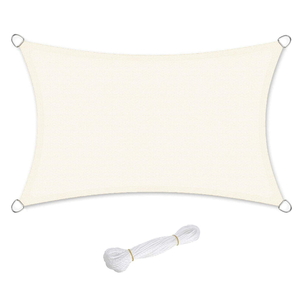 SONGMICS Shade Sail 2.5 x 5 m, HDPE Sun Protection Fabric, Breathable, Water-Permeable, Terrace, Garden, Balcony, Camping, Rectangular, Concave, Beige