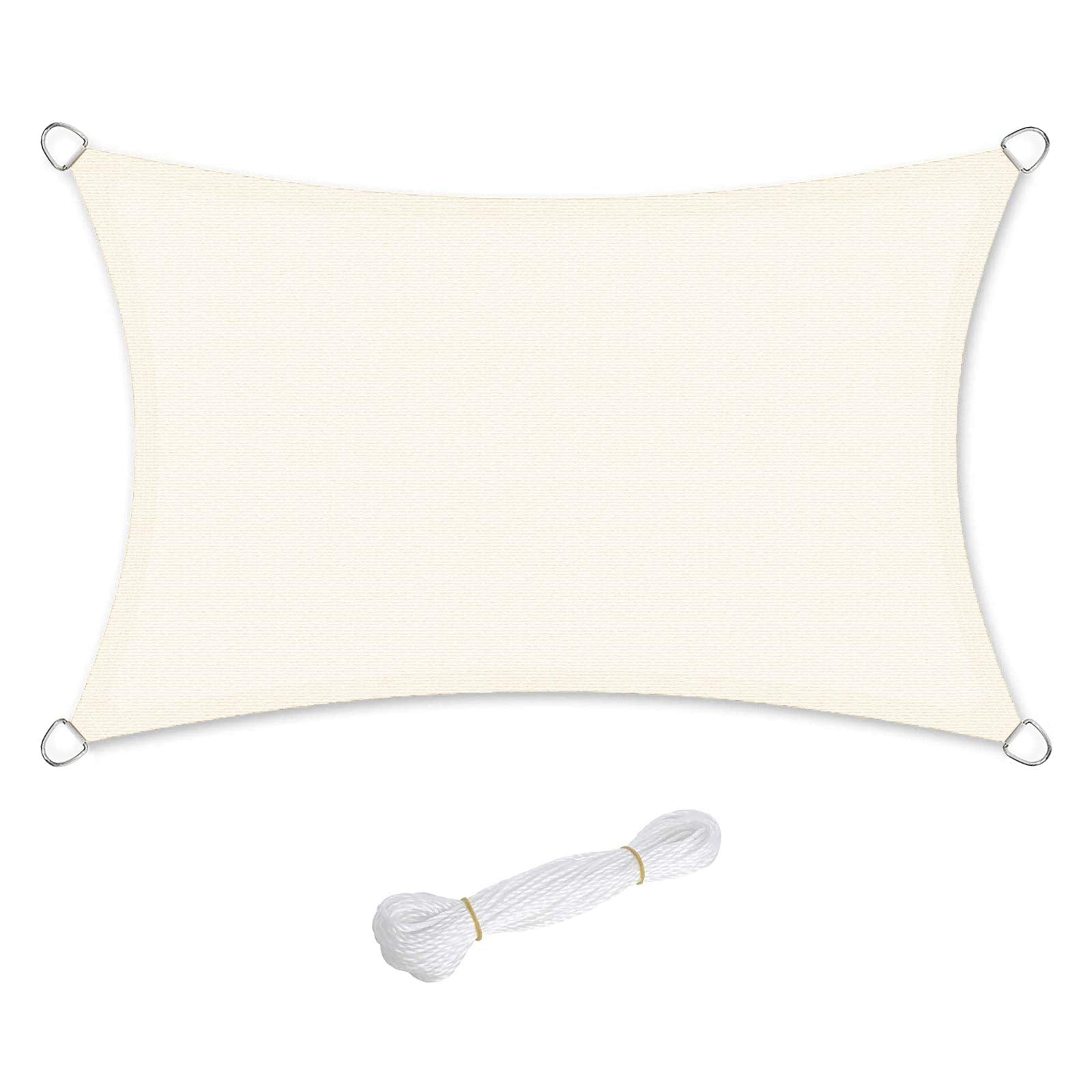SONGMICS Shade Sail 2.5 x 5 m, HDPE Sun Protection Fabric, Breathable, Water-Permeable, Terrace, Garden, Balcony, Camping, Rectangular, Concave, Beige