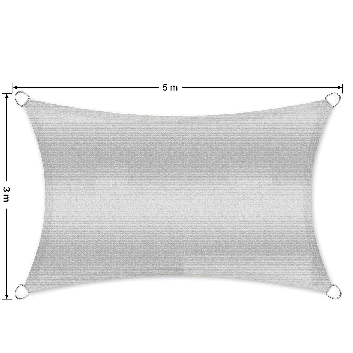 SONGMICS Sun Sail 3 x 5 m, HDPE Fabric Sun Shade Sail Breathable Water Permeable for Patio Garden Balcony Camping Rectangular Concave 2 m Ropes, Light