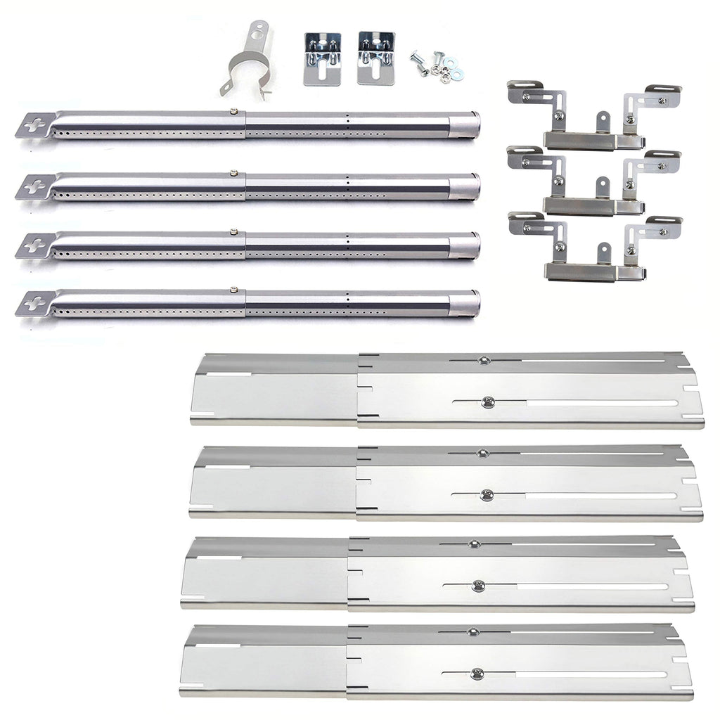 Denmay Universal Stainless Steel Adjustable Grill Burners & Crossover Tubes, Heat Plates Flame Distributor Replacement Parts for Landanm Campingaz