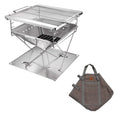 CAMPINGMOON 3-in-1 Portable Stainless Steel Wood Burning Grill and Fire Pit 14x15.35-inch with Carrying Bag MT-035