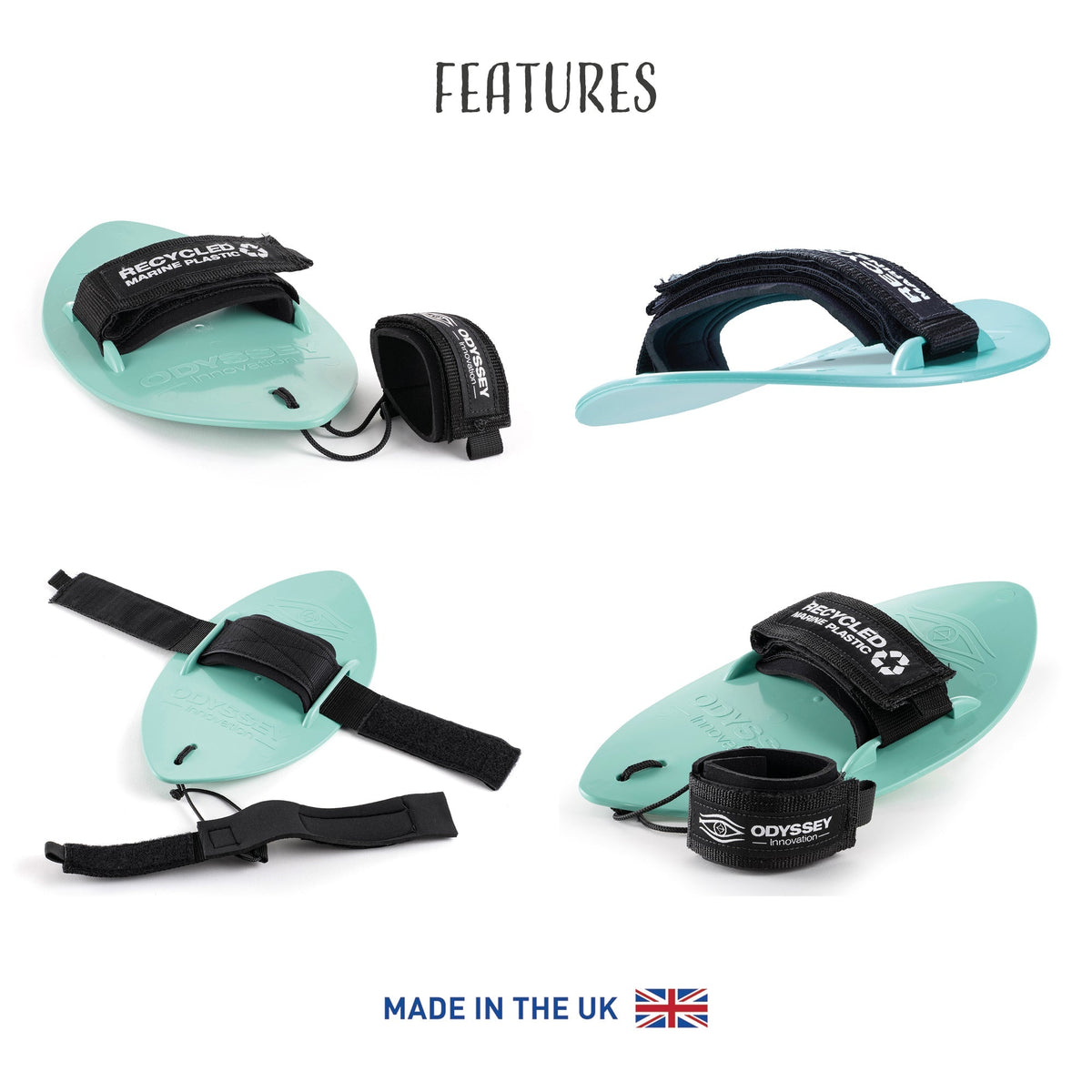 Odyssey Bodysurfing Handplane | 100% Ocean Plastic | Mint Green | Wave Control
