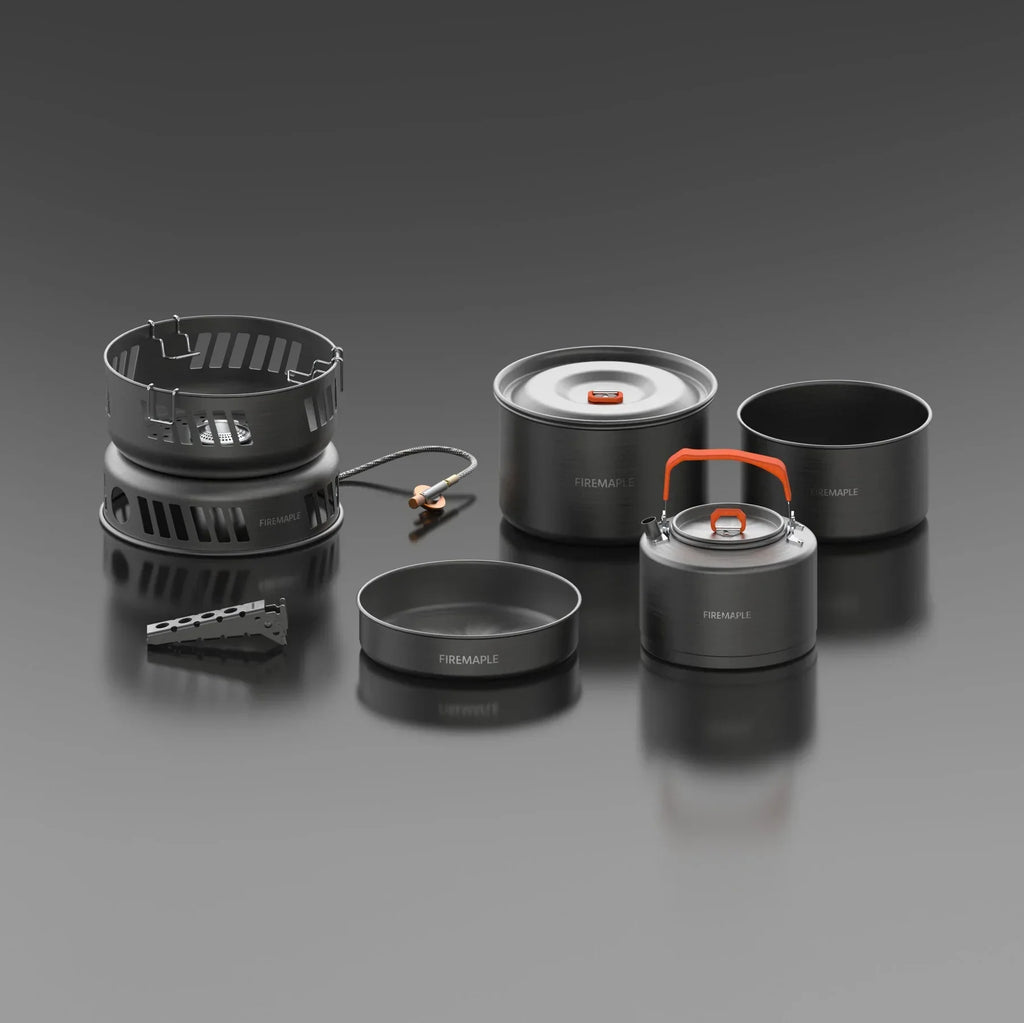 Firemaple Cooking Kit with Pots and Pans With Gas Burner