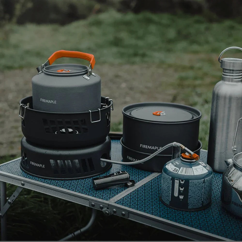 Firemaple Cooking Kit with Pots and Pans With Gas Burner
