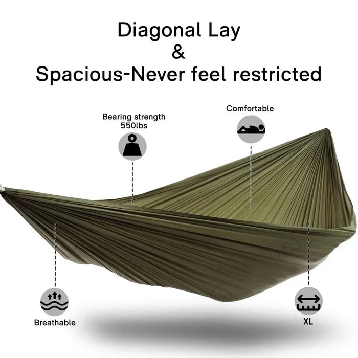 Onewind Outdoors Aerie 11' Double Camping Hammock with Mosquito Net