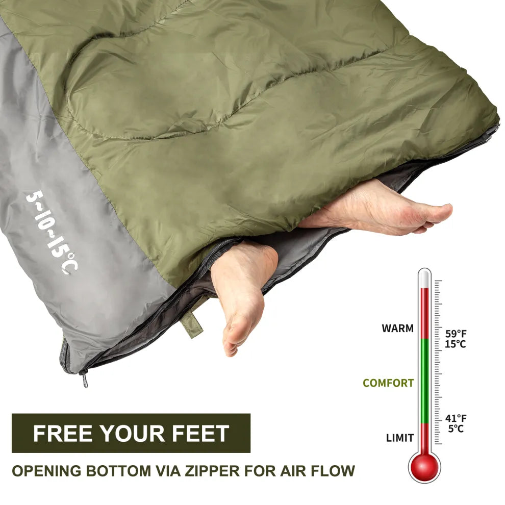 Night Cat Lightweight Backpacking Sleeping Bag for Adults - 3 Seasons
