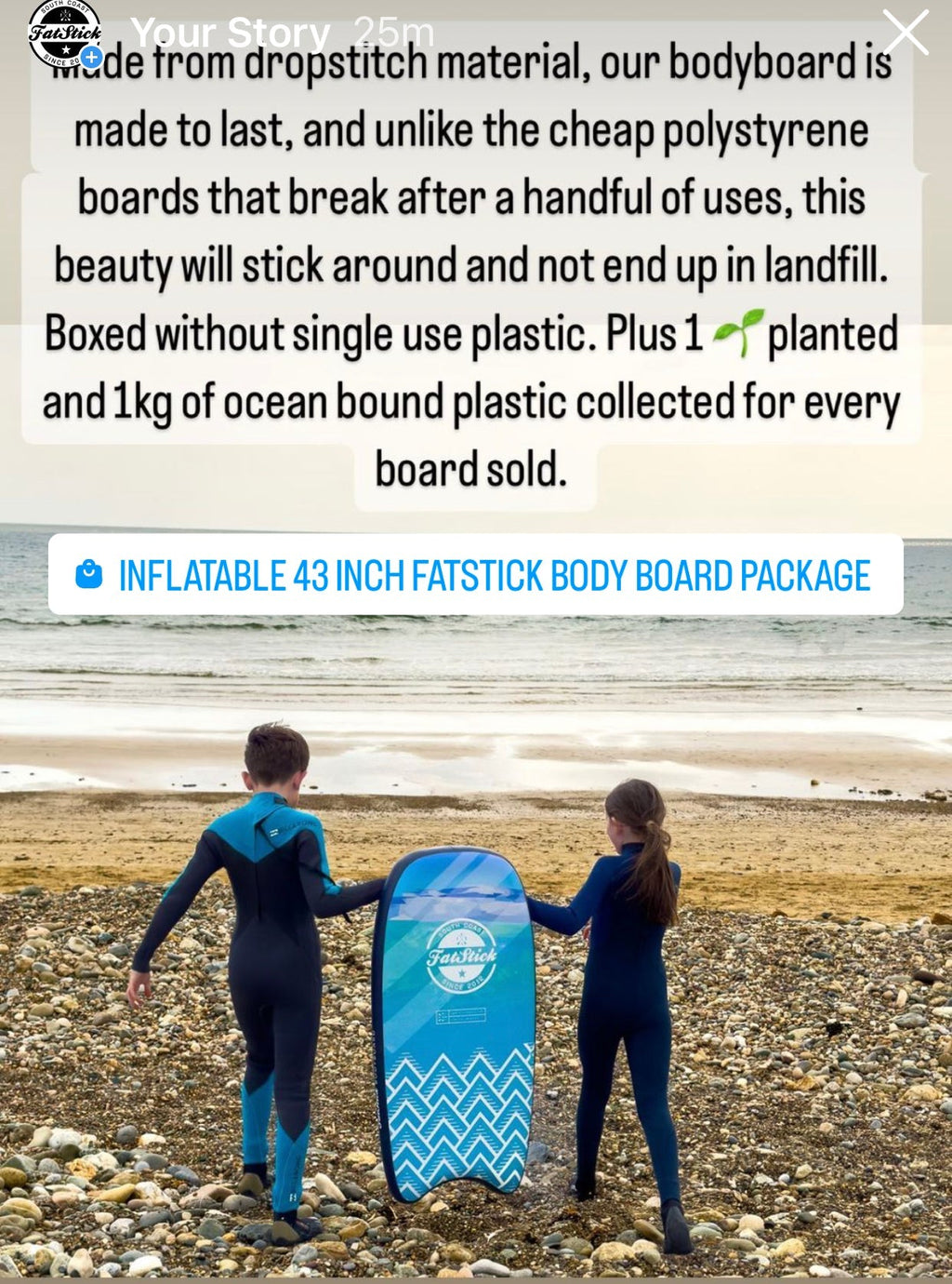 Inflatable 43 FatStick Body Board Package