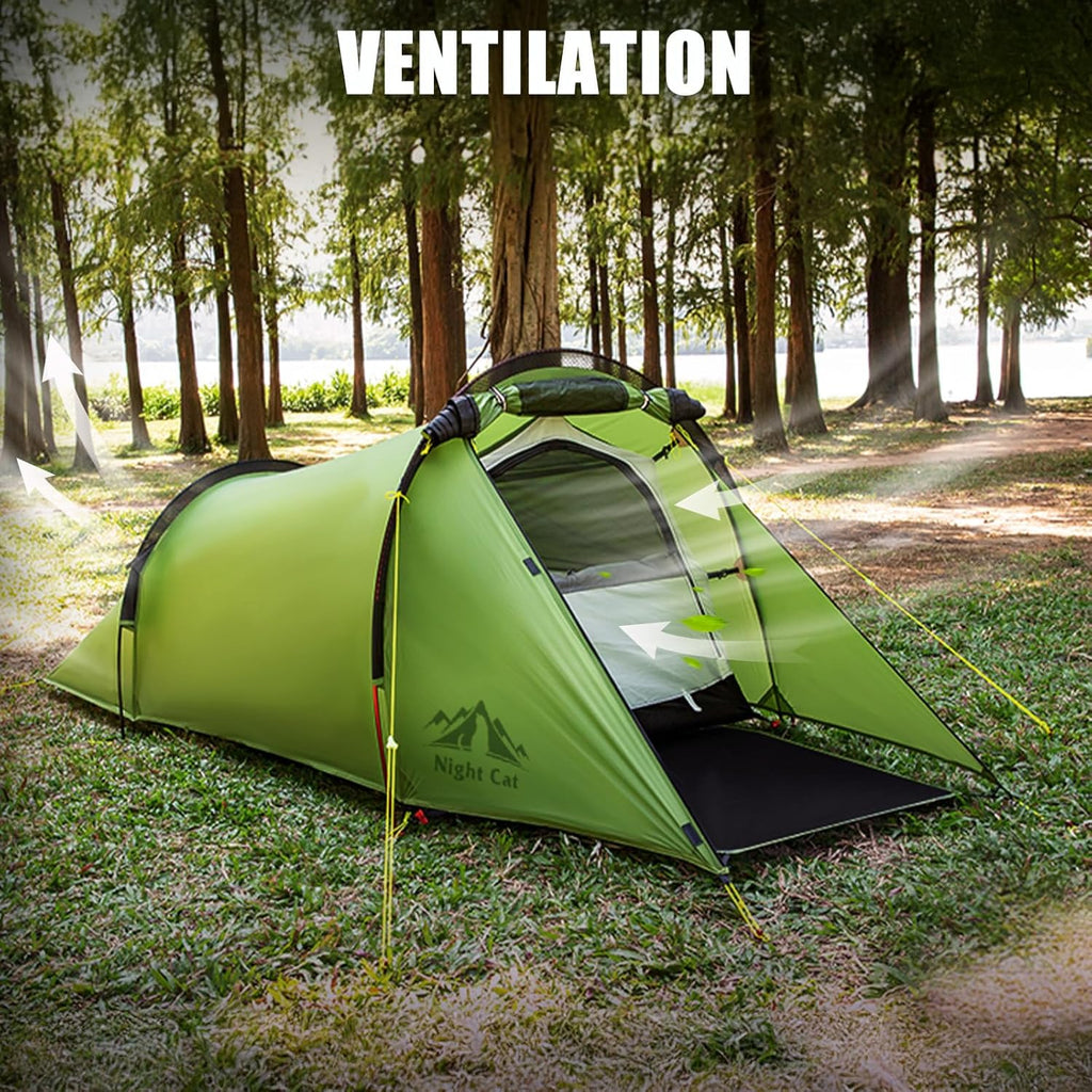 Night Cat 1 Person Ultralight Tunnel Tent – 1.5kg Waterproof